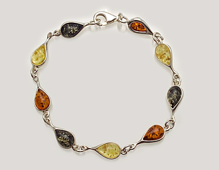 Bracelet ambre multicolor et argent 925/1000 B784M : Bijoux ambre et